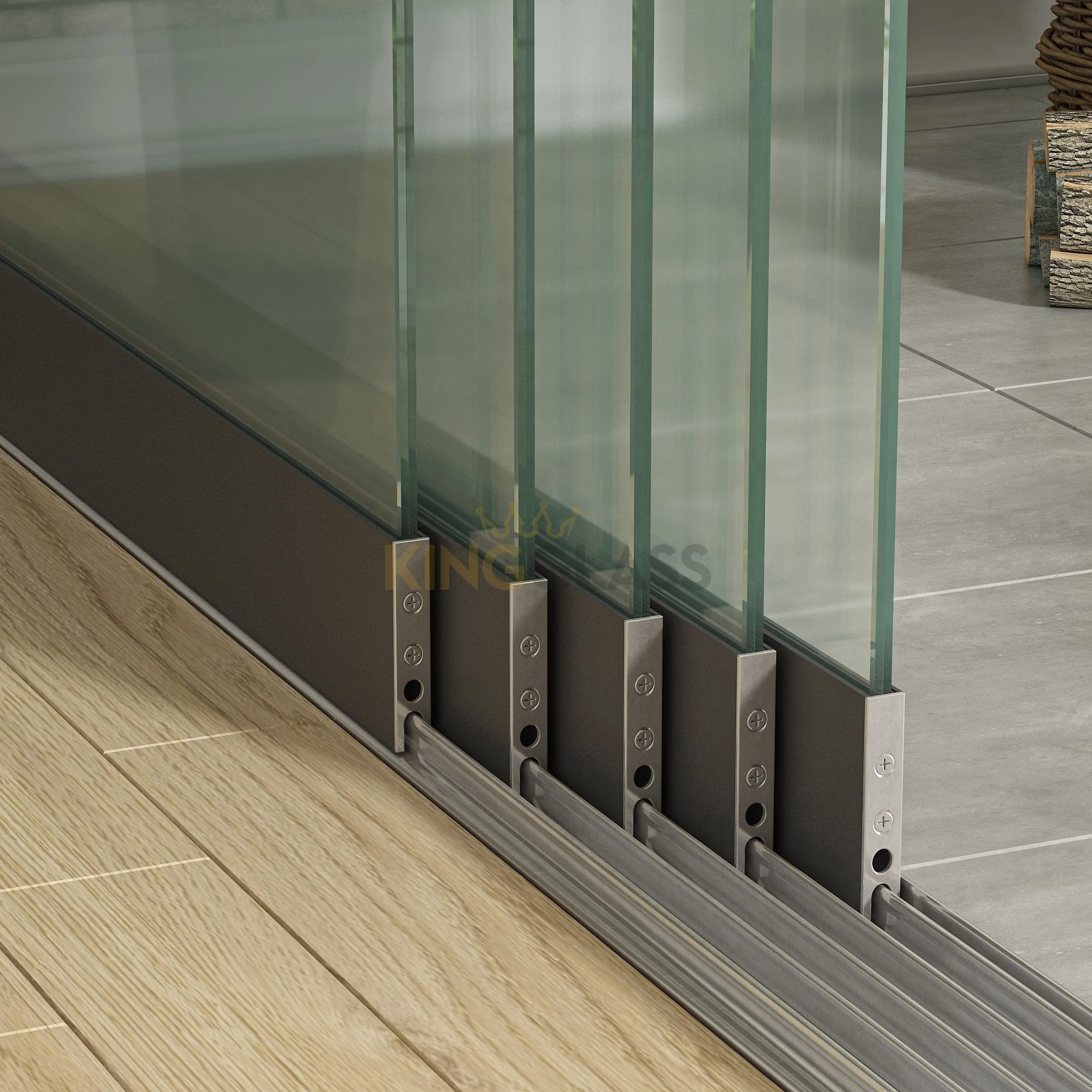 Glasschiebewand mit 3 Schiebeelemente