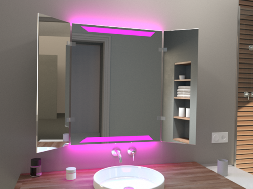 Klappspiegel Foixim mit LED Beleuchtung RGB Farbwechsel Pink