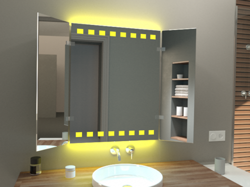 Klappspiegel Tinas mit LED Beleuchtung RGB Farbwechsel Gelb