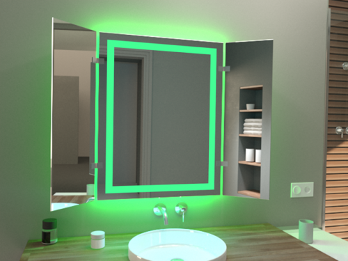 Klappspiegel Toulonas mit LED Beleuchtung RGB Farbwechsel Grün