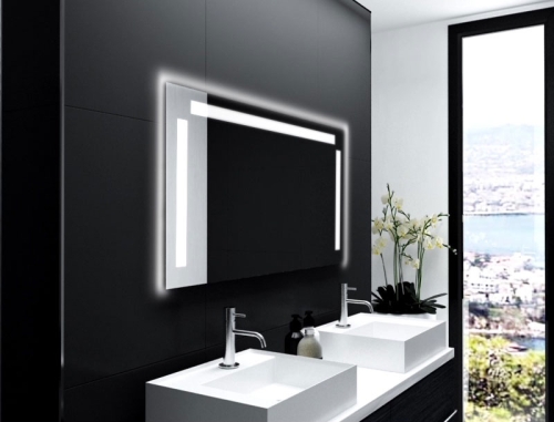 Badspiegel Strasbourg mit LED Beleuchtung links, rechts und oben von Glaswerk24 - Qualität Made in Germany