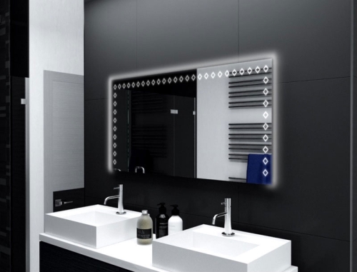 Badspiegel Pau mit LED Beleuchtung links, rechts und oben von Glaswerk24 - Qualität Made in Germany