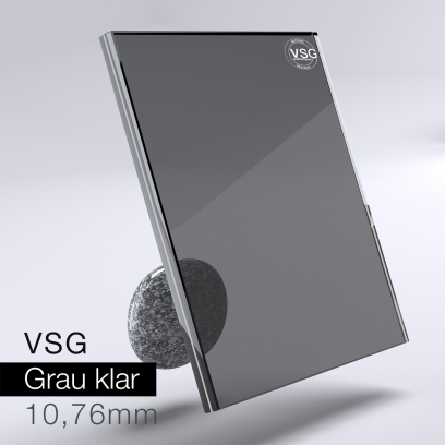 VSG aus Floatglas - grau klar 10,76 mm