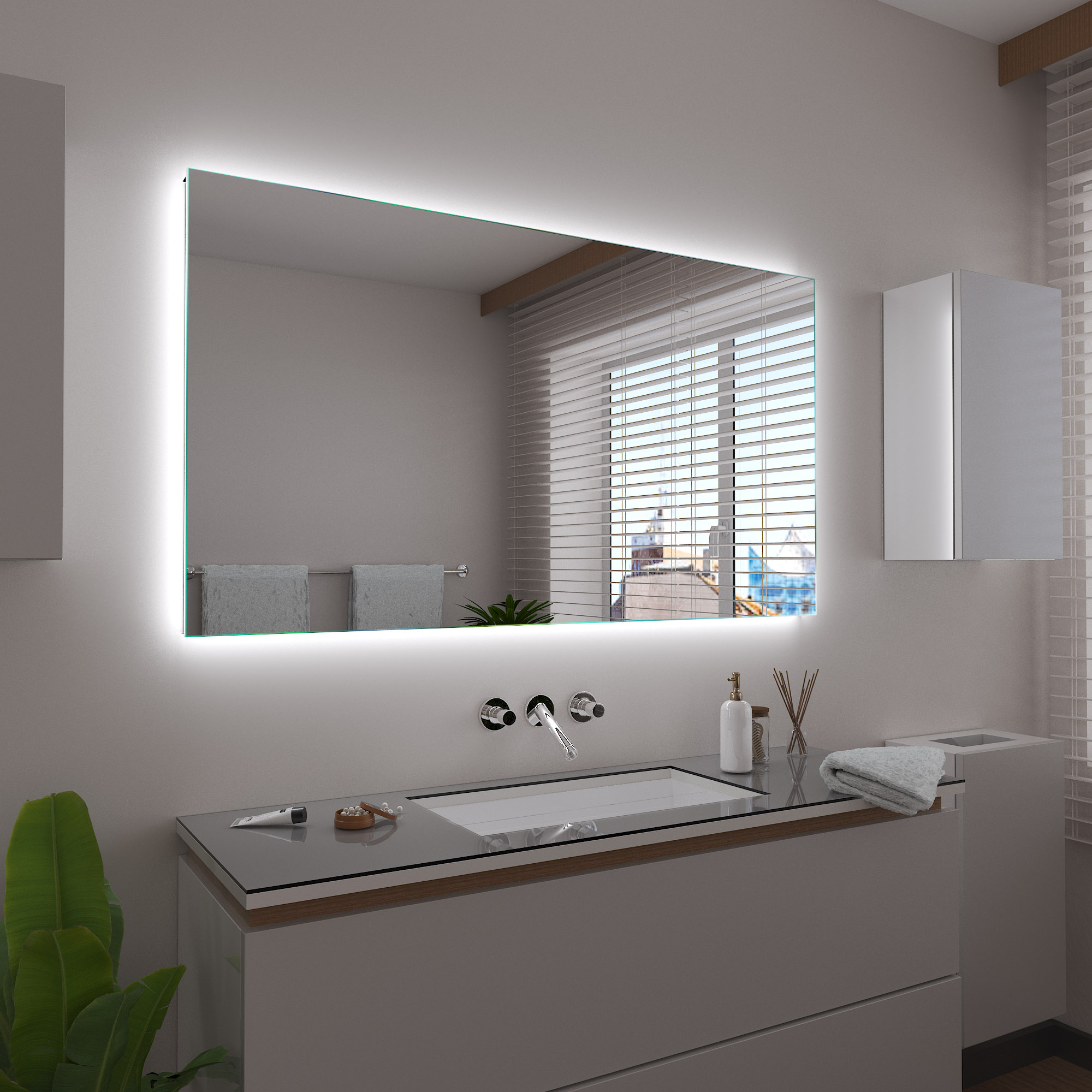 badspiegel lambelle mit led beleuchtung | glaswerk24
