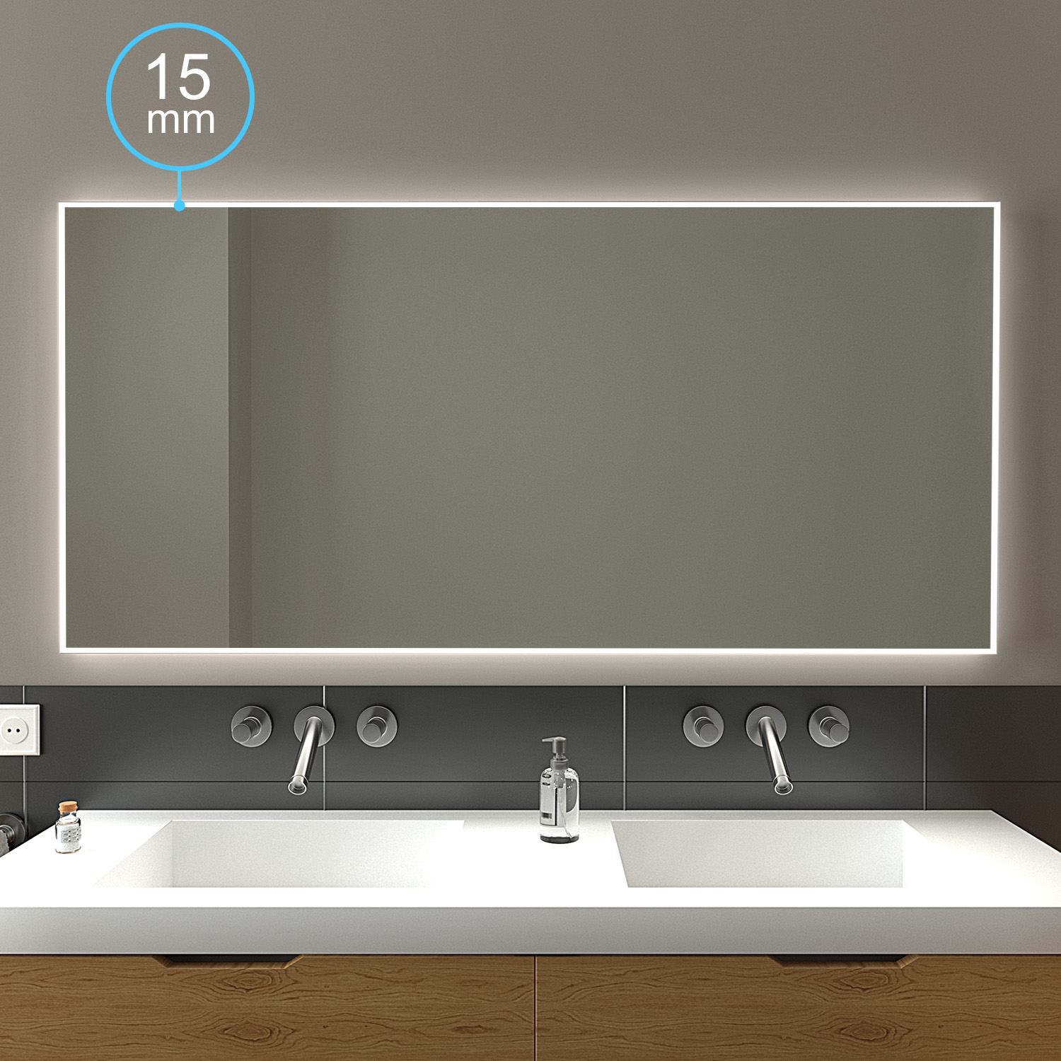 Badspiegel mit LED Beleuchtung Wandspiegel Badezimmerspiegel nach mass BIRMA 