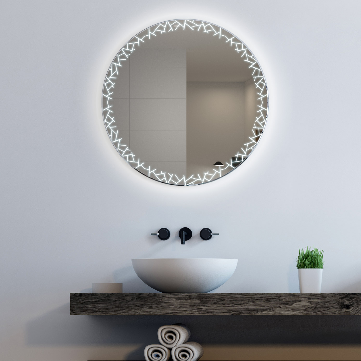 Spiegel in schwarzem Rahmen mit Beleuchtung - 1503 LED