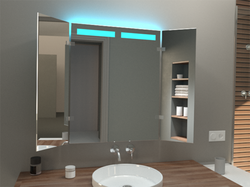 Klappspiegel Tretsim mit LED Beleuchtung RGB Farbwechsel Blau Klappspiegel Tretsim mit LED Beleuchtung RGB Farbwechsel Blau