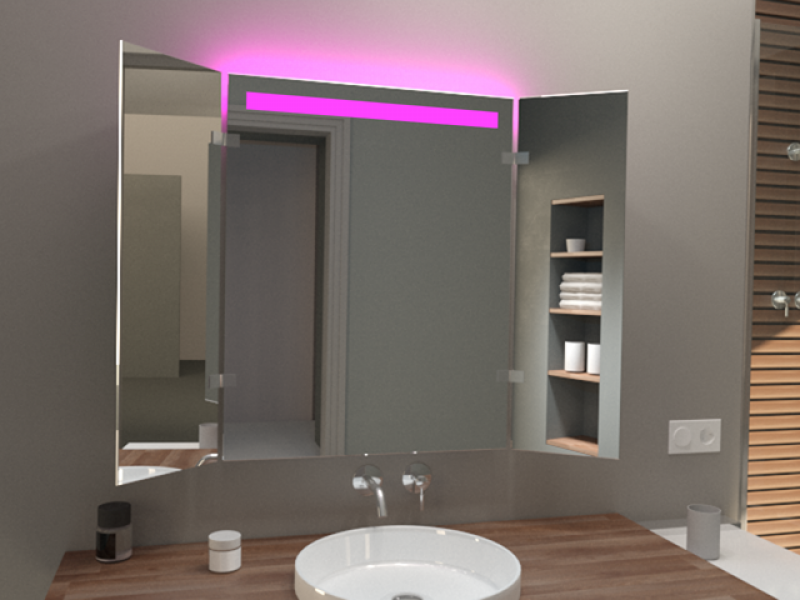 Klappspiegel Robertas mit LED Beleuchtung RGB Farbwechsel Pink Klappspiegel Robertas mit LED Beleuchtung RGB Farbwechsel Pink