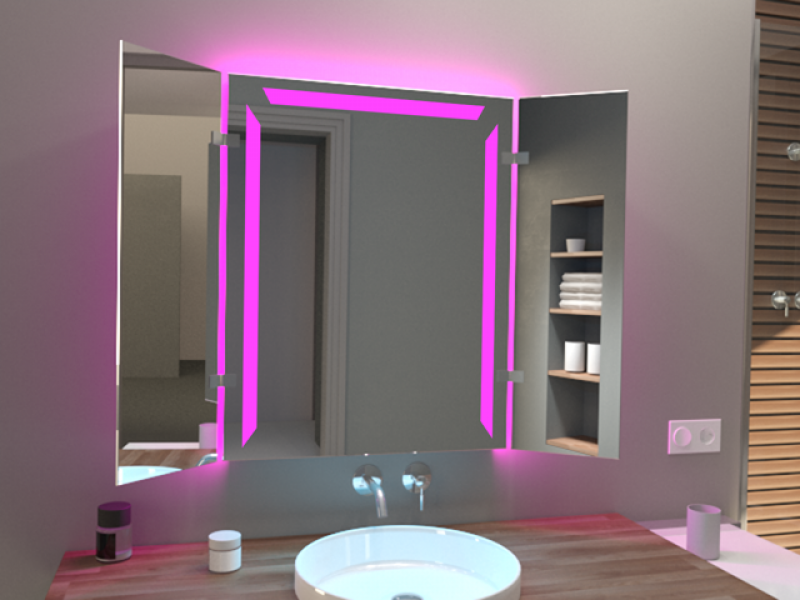Klappspiegel Gapas mit LED Beleuchtung RGB Farbwechsel Pink Klappspiegel Gapas mit LED Beleuchtung RGB Farbwechsel Pink