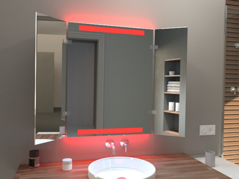 Klappspiegel Marseillas mit LED Beleuchtung RGB Farbwechsel Rot Klappspiegel Marseillas mit LED Beleuchtung RGB Farbwechsel Rot