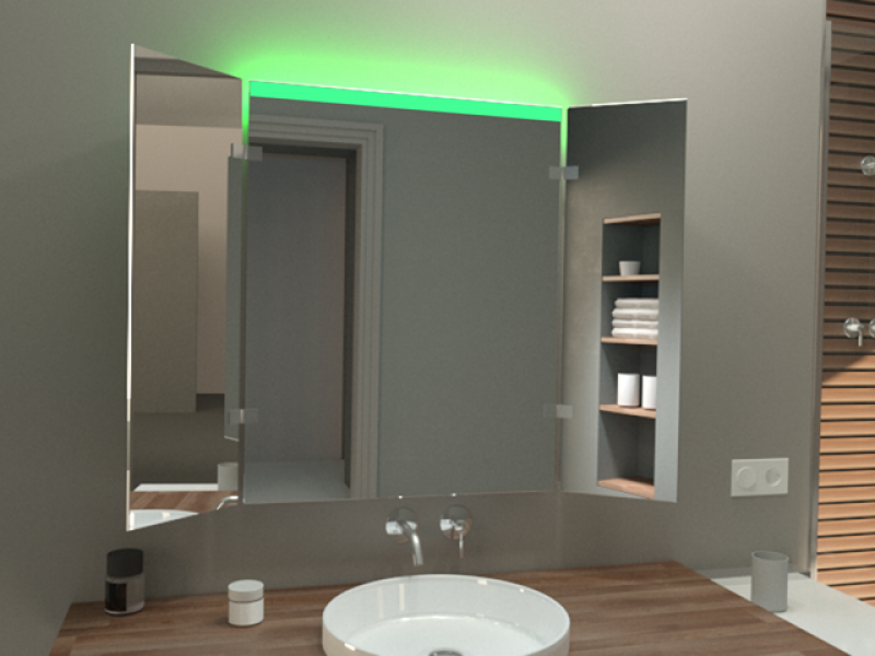 Klappspiegel Linasim mit LED Beleuchtung RGB Farbwechsel Grün Klappspiegel Linasim mit LED Beleuchtung RGB Farbwechsel Grün
