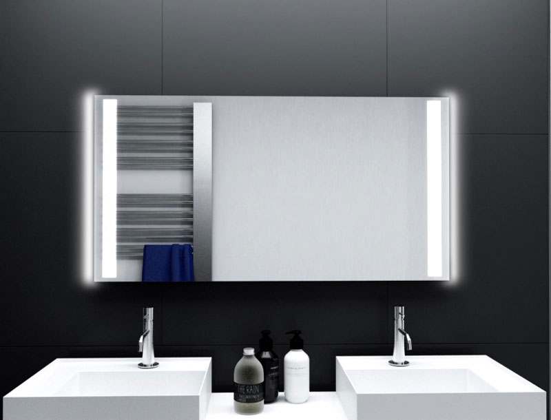 PARIS badspiegel mit LED BeleuchtungUhrSchalterSchminkspiegelHeiz 