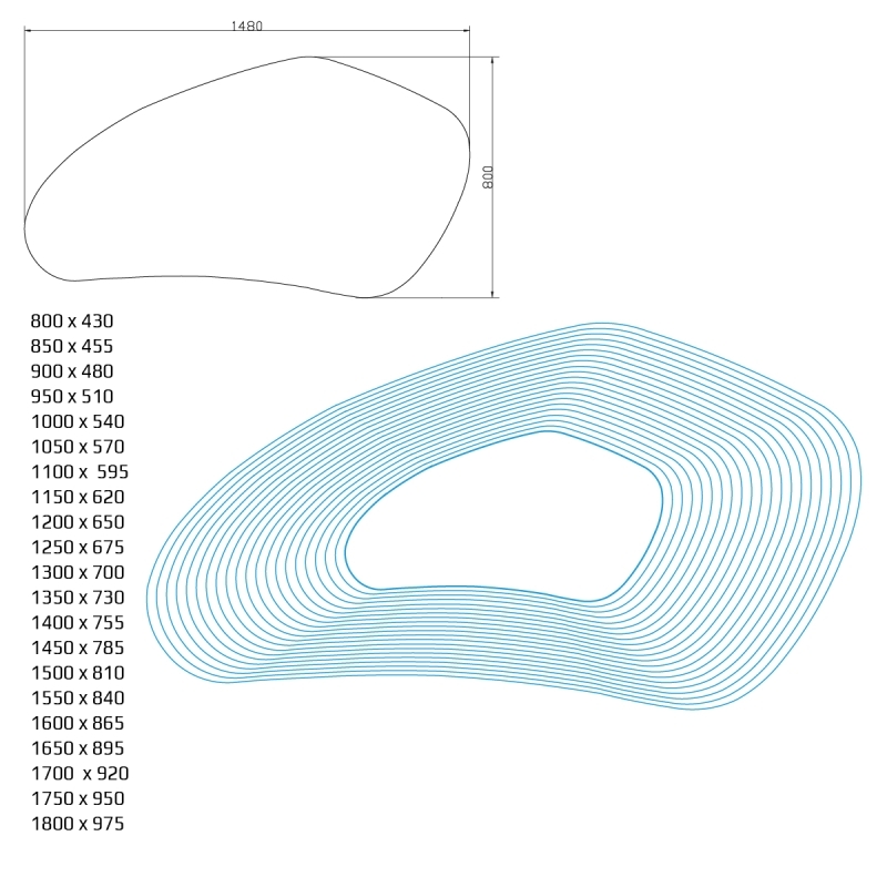 Asymmetrischer Spiegel Kristalspiegel Atlin ASM