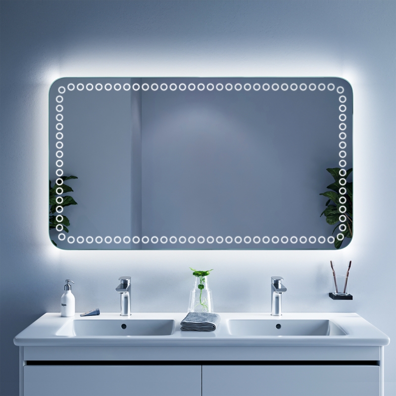 Badspiegel  Cognac  mit LED Beleuchtung