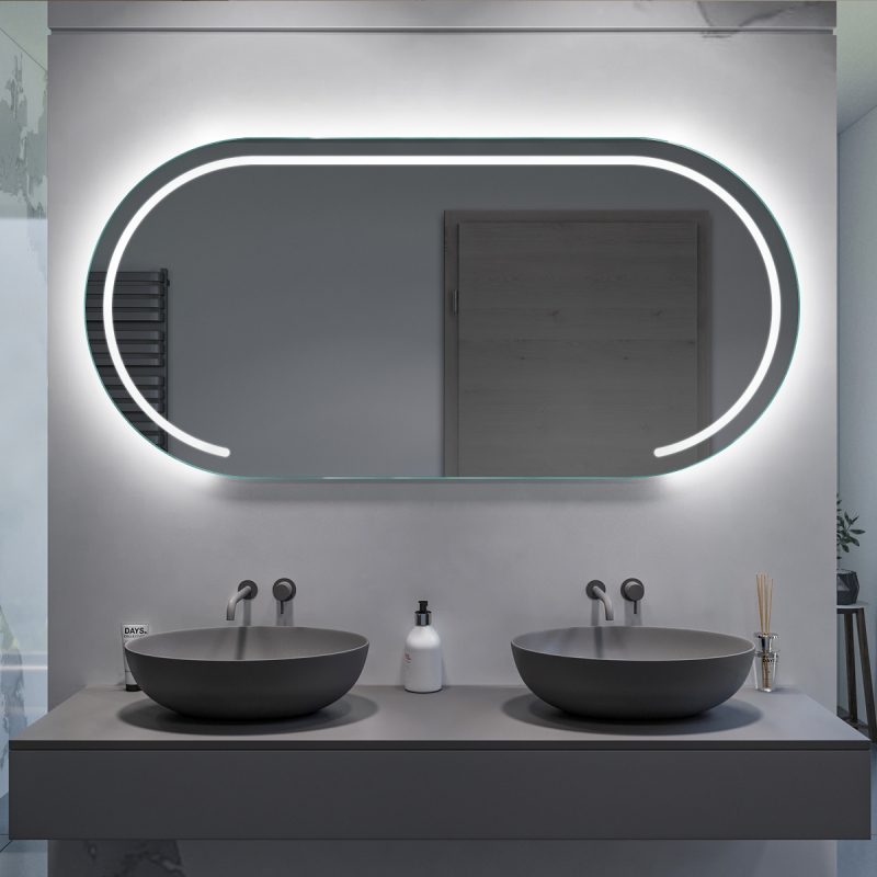 LED Badspiegel HOLGA OV mit LED Beleuchtung nach Maß