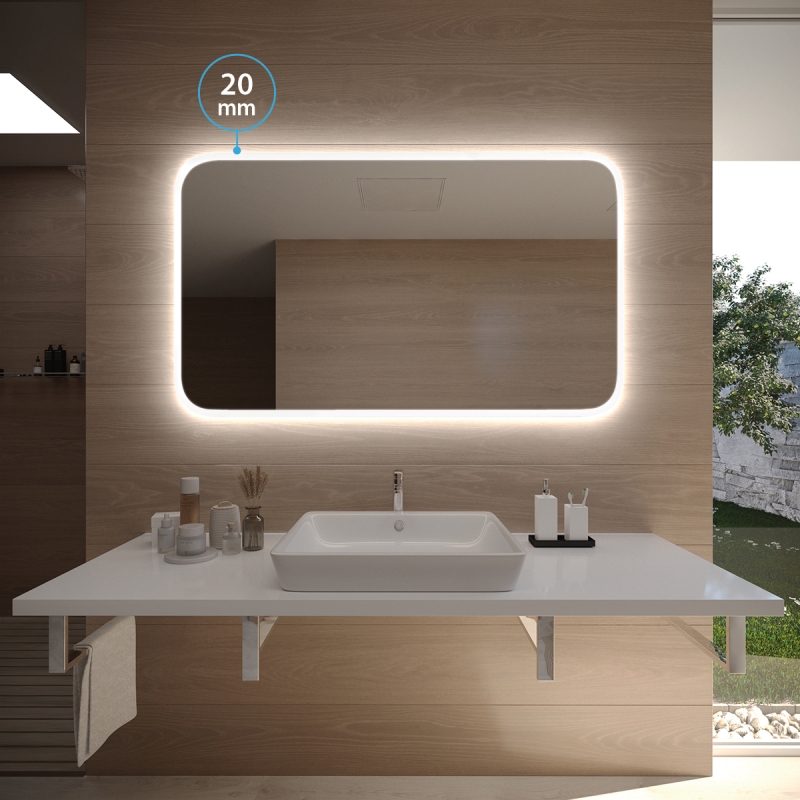Badspiegel SETERAD 20 mit LED Beleuchtung nach Maß