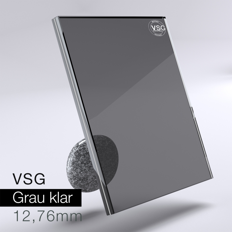 VSG aus Floatglas - grau klar 12,76 mm
